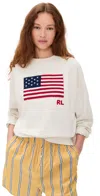 Polo Ralph Lauren Logo Flag French Terry Crewneck Sweatshirt In Nevis