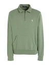 Polo Ralph Lauren Loopback Fleece Quarter-zip Sweatshirt Man Sweatshirt Sage Green Size L Cotton