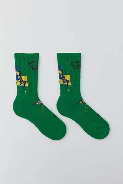 Polo Ralph Lauren Love Peace Paris Crew Sock In Green, Men's At Urban Outfitters