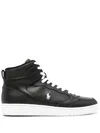 Polo Ralph Lauren Logo-embroidered High-top Sneakers In Black