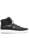 Polo Ralph Lauren Logo-embroidered High-top Sneakers In Black