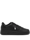 Polo Ralph Lauren Mens Black Masters Court Embroidered-pony Leather Trainers In Black