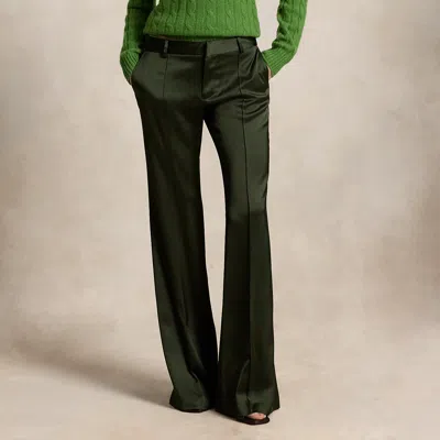 Polo Ralph Lauren Low-rise Satin Kick-flare Pant In Evening Pine