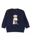 Polo Ralph Lauren Cotton Blend Sweatshirt With Polo Bear Pattern In Blue