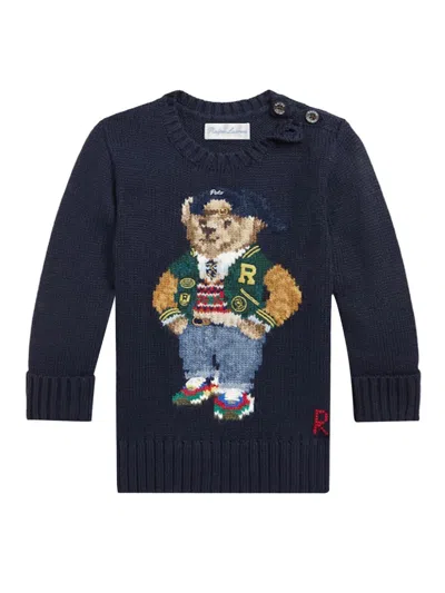 Polo Ralph Lauren Ls Cn Bear Sweater Pullover In Blue