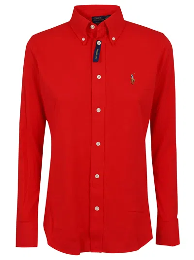 Polo Ralph Lauren Ls Knt Ox St-long Sleeve-button Front Shirt In Bright Hibiscus