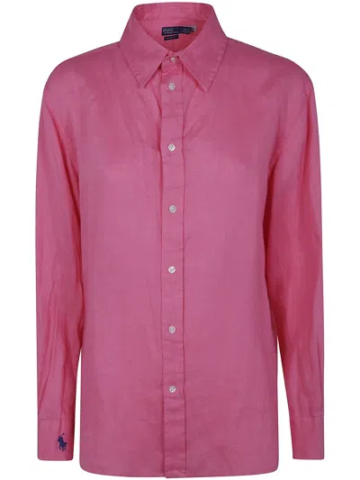 Polo Ralph Lauren Ls Ligh St Long Sleeve Button Front Shirt In Pink