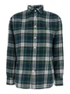 Polo Ralph Lauren Green Shirt With Pony On The Front And All-over Check Motif In Cotton Woman In Green