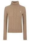 Polo Ralph Lauren Wool And Cashmere Cable-knit Turtleneck In Brown