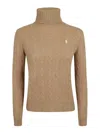 Polo Ralph Lauren Cable Knit Turtleneck Sweater In Camel