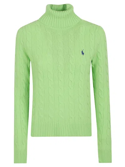 Polo Ralph Lauren Cable-knit Sweater With High Turtleneck In Green