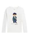 Polo Ralph Lauren Toddler And Little Girls Polo Bear Cotton Jersey Long-sleeve Tee In Nevis