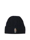 Polo Ralph Lauren Midnight Blue Wool Blend Beanie Hat In Black