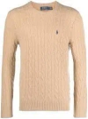 Polo Ralph Lauren Cable-knit Wool-cashmere Jumper Clothing In Neutral