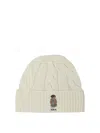 Polo Ralph Lauren Cream Polo Bear Wool Blend Beanie In White