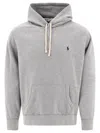 Polo Ralph Lauren Grey Cotton Hoodie With Contrasting Embroidered Logo In Gray