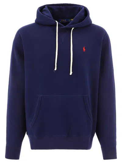 Polo Ralph Lauren Cotton Blend Sweatshirt With Iconic Embroidery In Blue