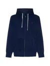 Polo Ralph Lauren Zip-up Hooded Sweatshirt In Cotton-polyester Blend In Blue