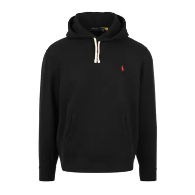 Polo Ralph Lauren Hooded Cotton Blend Sweatshirt In Black