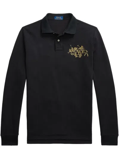 Polo Ralph Lauren Lunar New Year Triple-pony Polo Shirt In Black
