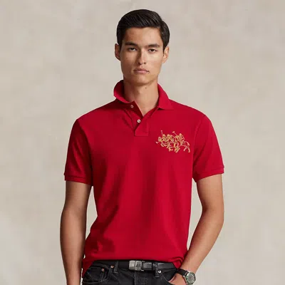 Polo Ralph Lauren Lunar New Year Triple-pony Polo Shirt In Red