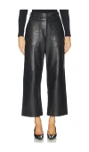 Polo Ralph Lauren Lux Lambskin Ankle Wide Leg Pants In Black