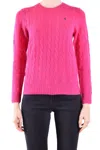 Polo Ralph Lauren Cable Knit Sweater With Round Neckline And Long Sleeves In Pink
