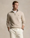 Polo Ralph Lauren Luxury Cotton Blend Jersey Quarter Zip Sweatshirt In Beige