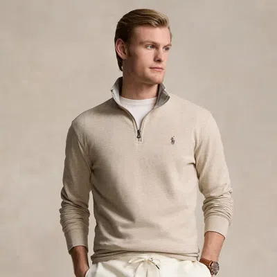 Polo Ralph Lauren Luxury Jersey Quarter-zip Pullover In Tuscan Beige Heather