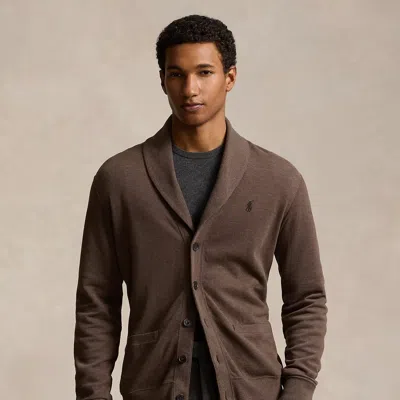 Polo Ralph Lauren Luxury Jersey Shawl-collar Cardigan In Nutmeg Brown Heather