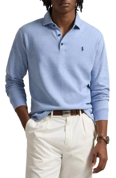 Polo Ralph Lauren Luxury Long Sleeve Jersey Polo In Blue