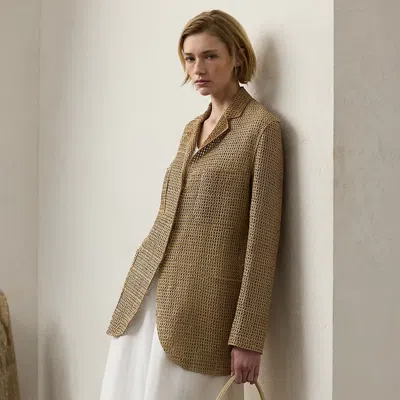 Polo Ralph Lauren Lydia Woven Lambskin Jacket In Light Sand