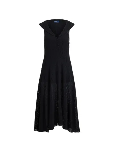 Polo Ralph Lauren Lynton Ruffled Midi Dress In Black