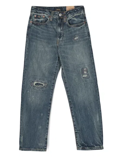 Polo Ralph Lauren Kids' Mid-rise Wide-leg Jeans In Blue