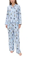 Polo Ralph Lauren Bear Woven Pajama Set In Oxford Blue