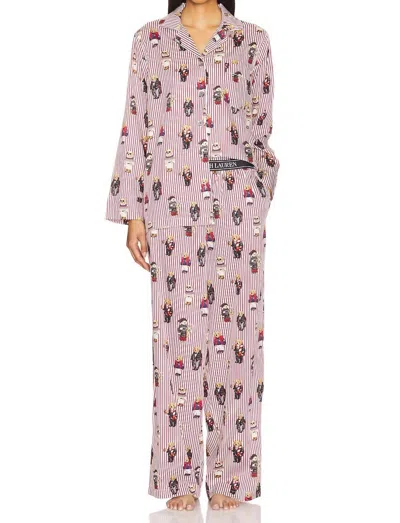 Polo Ralph Lauren Madison Pajama Set In Bear Red In Pink
