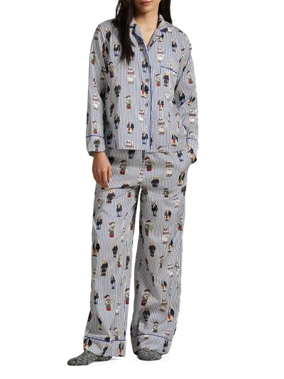 Polo Ralph Lauren Madison Pajama Set In Snowfall Blue In Gray