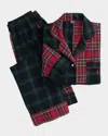 Polo Ralph Lauren Madison Patchwork Cotton Plaid Pajama Set In Black