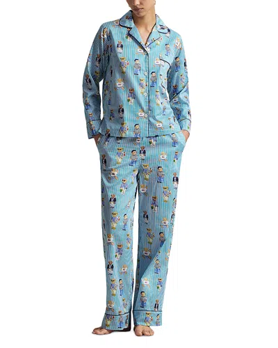 Polo Ralph Lauren Madison Printed Pajama Set In Aqua Mist In Blue