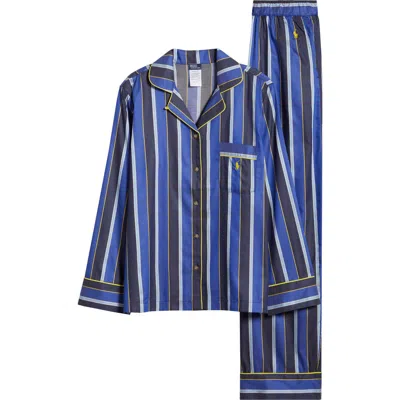 Polo Ralph Lauren Madison Stripe Cotton Blend Pajamas In Navy Cricket