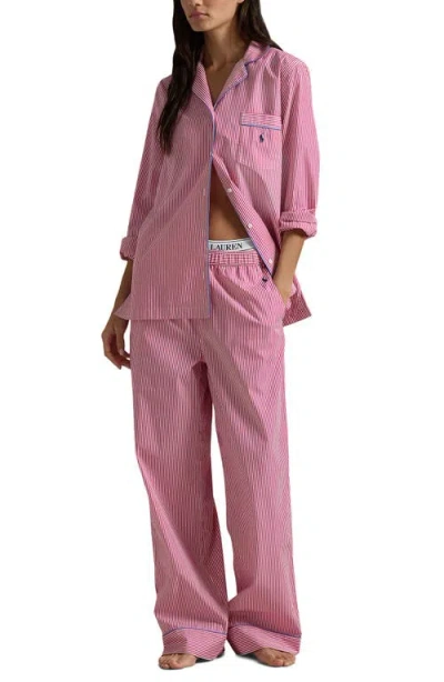 Polo Ralph Lauren Madison Stripe Cotton Pajamas In College Pink
