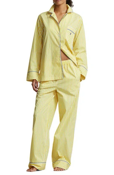 Polo Ralph Lauren Madison Stripe Cotton Pyjamas In Lemon Zest