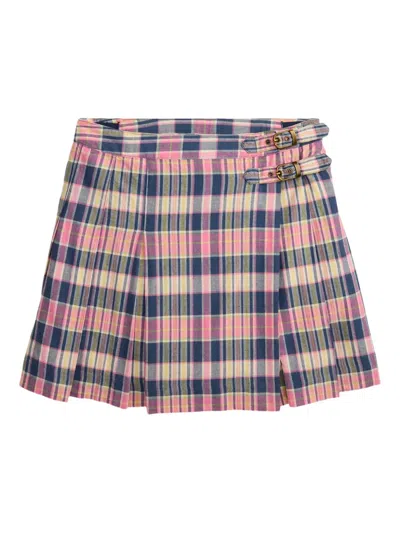 POLO RALPH LAUREN MADRAS-CHECK-PLEATED MINI SKIRT