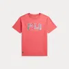 Polo Ralph Lauren Big Boys Madras-logo Jersey T-shirt In Red Sky