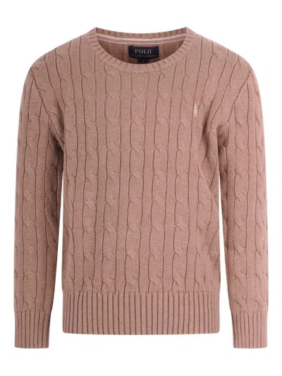 Polo Ralph Lauren Kids' Maglia In Cotone Marrone Chiaro  In Brown