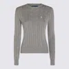 Polo Ralph Lauren Grey Crewneck Sweater With Pony Embroidery On The Front In Cotton Woman In Gray