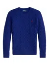 Polo Ralph Lauren Cobalt Blue Cable-knit Sweater In Wool And Cashmere In Blue
