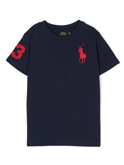 Polo Ralph Lauren Kids' Maglietta Con Motivo Polo Pony  In Blue