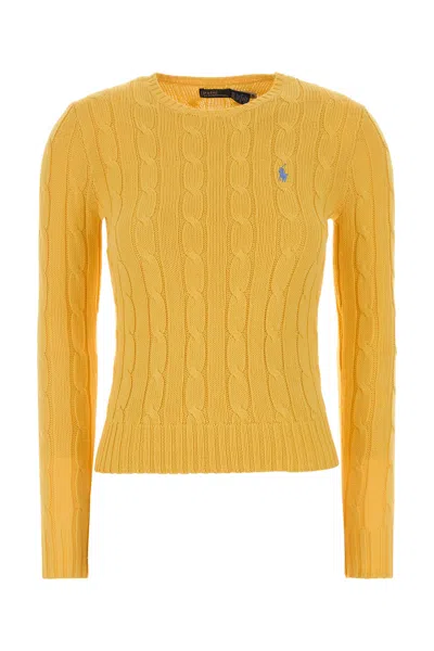 Polo Ralph Lauren Cable-knit Cotton Crewneck Sweater In Trainer Yellow