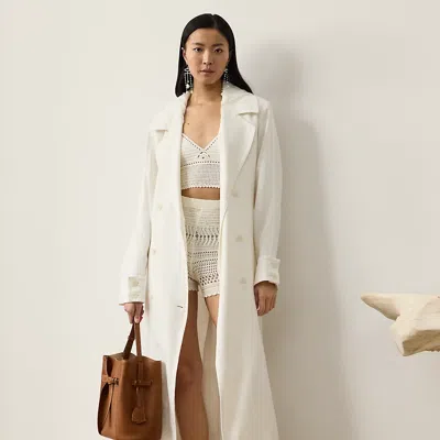 Polo Ralph Lauren Maiden Washed Canvas Trench Coat In Cream